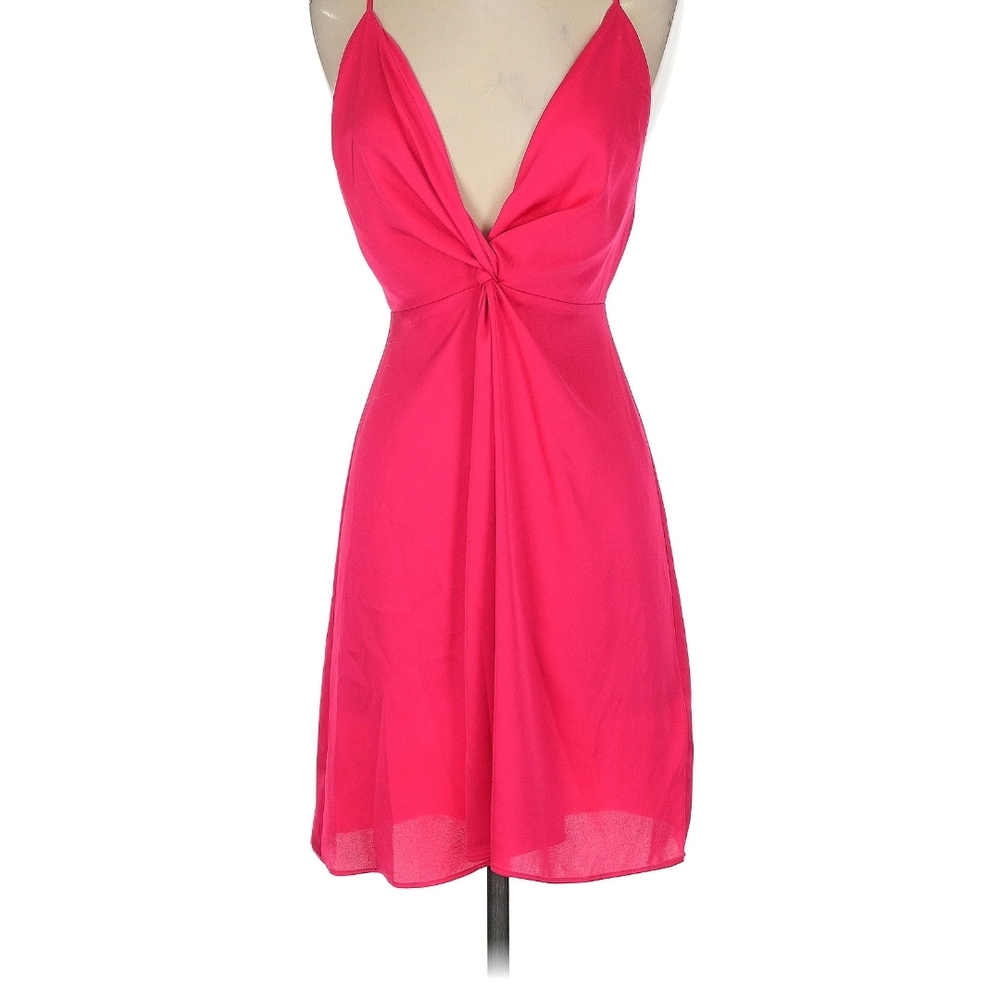 Satin Hot Pink Mini Dress